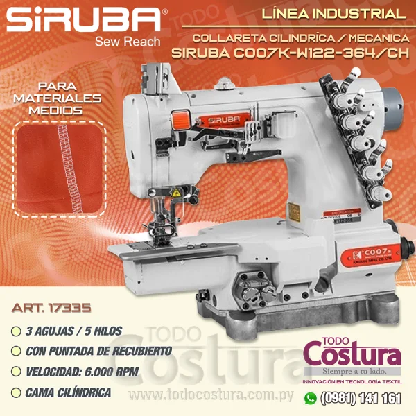 COLLARETA (CILINDRICA - MECANICA - NORMAL) SIRUBA C007K-W122-364/CH